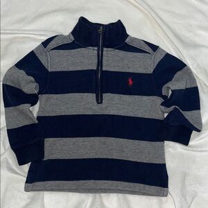 Kids Polo by Ralph Lauren Navy and Gray Striped quarter zip size 3T